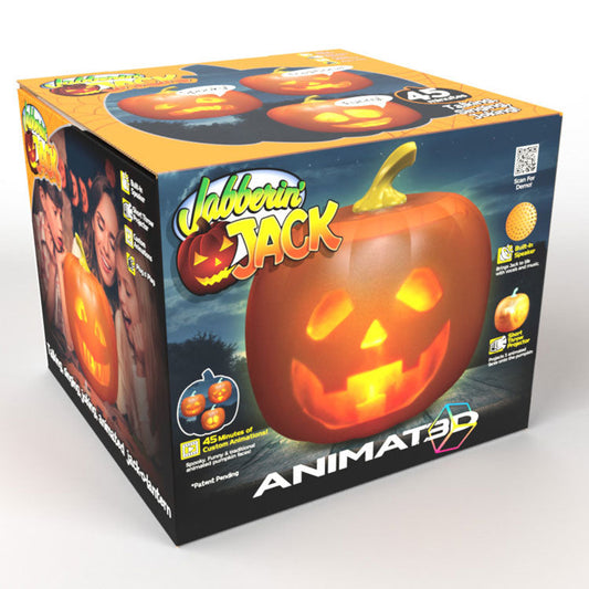 12 Inch Jabberin' Jack | The Talking Animated Pumpkin with Built-In Projector & Speaker